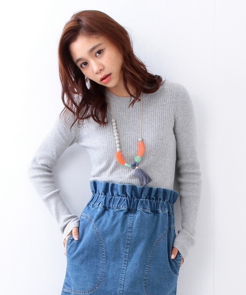 Ray BEAMS（レイビームス）の「◇【ラブリ着用】Ray BEAMS / コットン リブ クルーネック（ニット/セーター・レディース・ライトグレー/ベージュ/ブルー系その他/ホワイト・ONE SIZE）」の8枚目の写真