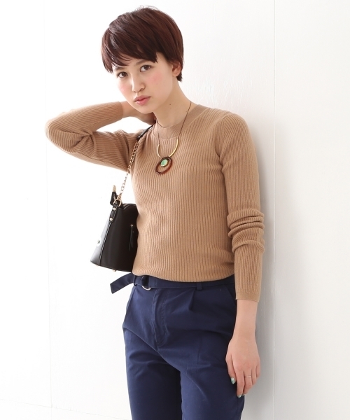 Ray BEAMS（レイビームス）の「◇【ラブリ着用】Ray BEAMS / コットン リブ クルーネック（ニット/セーター・レディース・ライトグレー/ベージュ/ブルー系その他/ホワイト・ONE SIZE）」の9枚目の写真