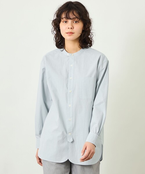 MACKINTOSH PHILOSOPHY(マッキントッシュ フィロソフィー)の「【GREY LABEL】バンドカラーシャツ(シャツ/ブラウス・レディース・ブラック/ブルー/ライトグレー/オフホワイト・2)」の4枚目の写真