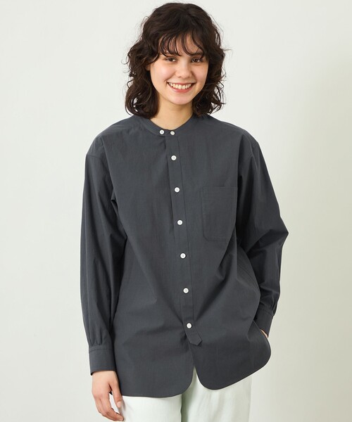 MACKINTOSH PHILOSOPHY(マッキントッシュ フィロソフィー)の「【GREY LABEL】バンドカラーシャツ(シャツ/ブラウス・レディース・ブラック/ブルー/ライトグレー/オフホワイト・2)」の1枚目の写真