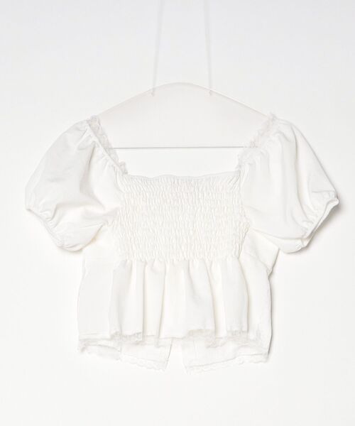 Vini(ヴィニ)の「ウエストシャーリングフリルブラウス(Tシャツ/カットソー・レディース・ホワイト・MEDIUM)」の2枚目の写真