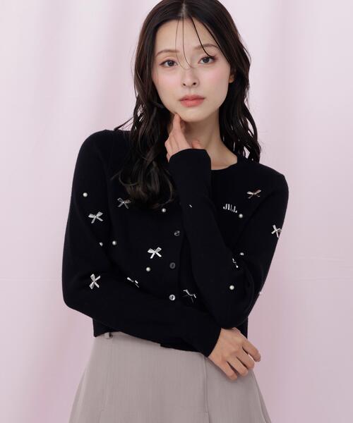 JILL by JILL STUART（ジルバイジルスチュアート）の「リボントッピングカーディガン（ニット/セーター・レディース・ピンク/ホワイト/ブラック・FREE）」の7枚目の写真