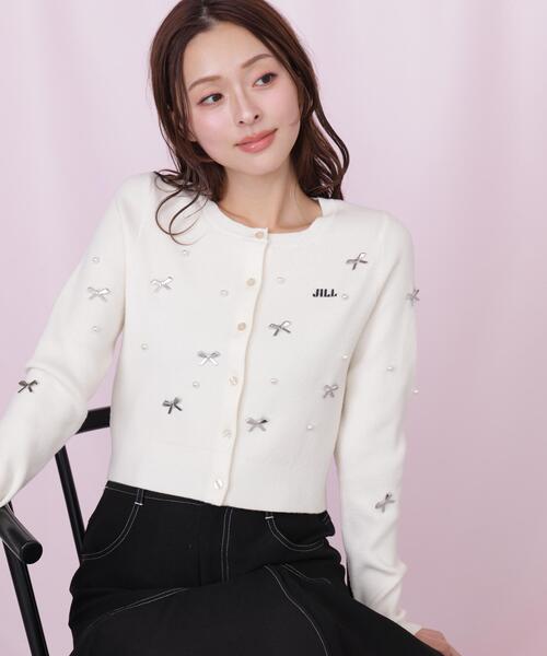 JILL by JILL STUART（ジルバイジルスチュアート）の「リボントッピングカーディガン（ニット/セーター・レディース・ピンク/ホワイト/ブラック・FREE）」の11枚目の写真