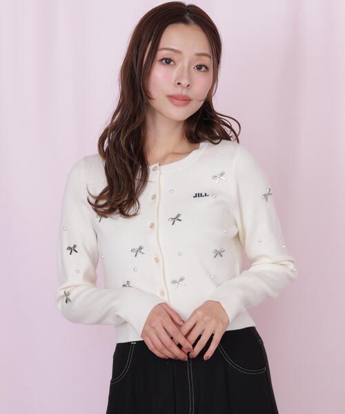 JILL by JILL STUART（ジルバイジルスチュアート）の「リボントッピングカーディガン（ニット/セーター・レディース・ピンク/ホワイト/ブラック・FREE）」の13枚目の写真