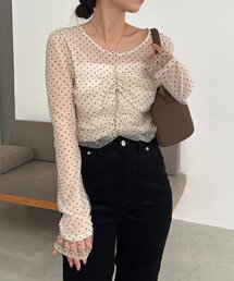 CAPRICIEUX LE'MAGE | 【人気のため再販！セレモニーにも◎】フロッキードットブラウス(シャツ/ブラウス)