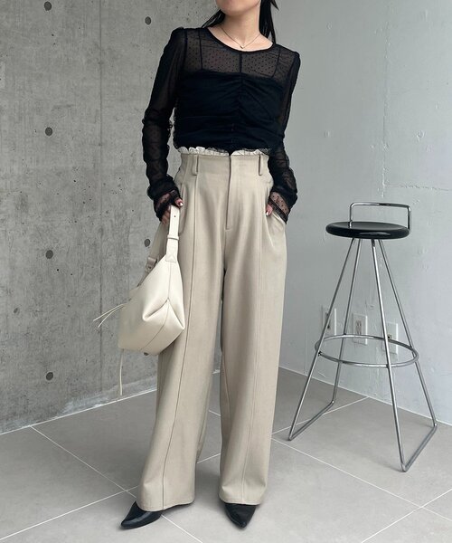 CAPRICIEUX LE'MAGE（カプリシューレマージュ）の「【人気のため再販！セレモニーにも◎】フロッキードットブラウス（シャツ/ブラウス・レディース・ブラック/ベージュ・FREE）」の5枚目の写真