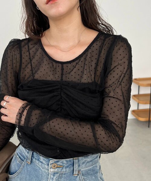 CAPRICIEUX LE'MAGE（カプリシューレマージュ）の「【人気のため再販！セレモニーにも◎】フロッキードットブラウス（シャツ/ブラウス・レディース・ブラック/ベージュ・FREE）」の18枚目の写真