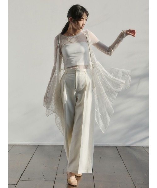 anuans（アニュアンス）の「チュールレースジレ（その他アウター・レディース・ブラック/アイボリー・F）」の3枚目の写真