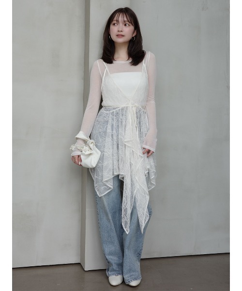 anuans（アニュアンス）の「チュールレースジレ（その他アウター・レディース・ブラック/アイボリー・F）」の11枚目の写真