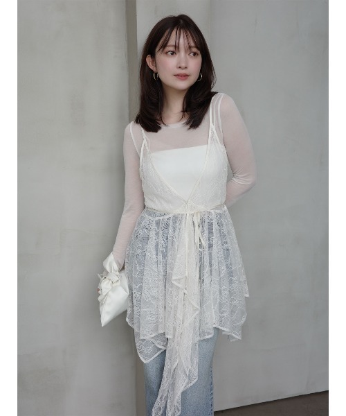 anuans（アニュアンス）の「チュールレースジレ（その他アウター・レディース・ブラック/アイボリー・F）」の10枚目の写真