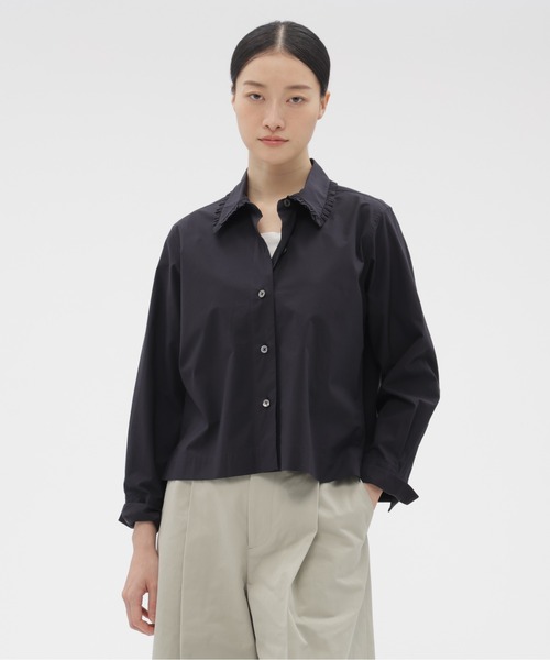 MARGARET HOWELL(マーガレットハウエル)の「SUPER FINE COTTON POPLIN(シャツ/ブラウス・レディース・イエロー/ネイビー・2/1)」の1枚目の写真
