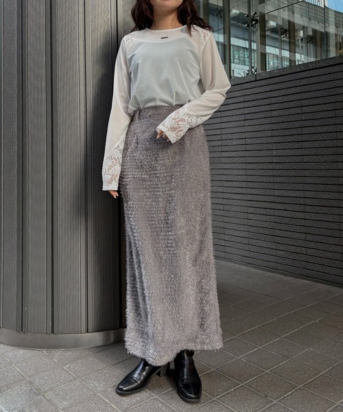 &g'aime（アンジェム）の「【＆g'aime】タイトフェザースカート　Tight Feather Skirt（スカート・レディース・グレー/ブラック・FREE）」の17枚目の写真