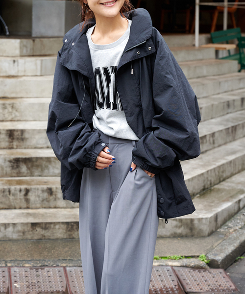 OUTDOOR PRODUCTS（アウトドアプロダクツ）の「撥水アスレチックBIGブルゾン ユニセックス着用可（その他アウター・レディース・ブラック・LARGE）」の9枚目の写真