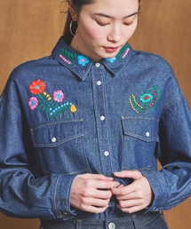 SOMETHING　刺繍ビッグデニムシャツ