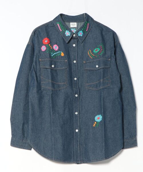 SOMETHING（サムシング）の「SOMETHING　刺繍ビッグデニムシャツ（シャツ/ブラウス・レディース・ライトインディゴブルー/インディゴブルー・FREE）」の19枚目の写真