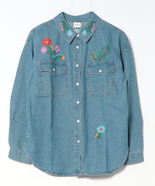 SOMETHING（サムシング）の「SOMETHING　刺繍ビッグデニムシャツ（シャツ/ブラウス・レディース・ライトインディゴブルー/インディゴブルー・FREE）」の20枚目の写真