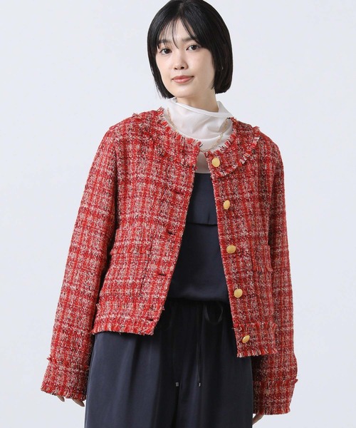 Gready Brilliant(グレディブリリアン)の「フリンジツイードジャケット(その他アウター・レディース・レッド/ブラック・38)」の15枚目の写真