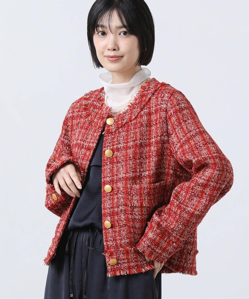 Gready Brilliant(グレディブリリアン)の「フリンジツイードジャケット(その他アウター・レディース・レッド/ブラック・38)」の18枚目の写真