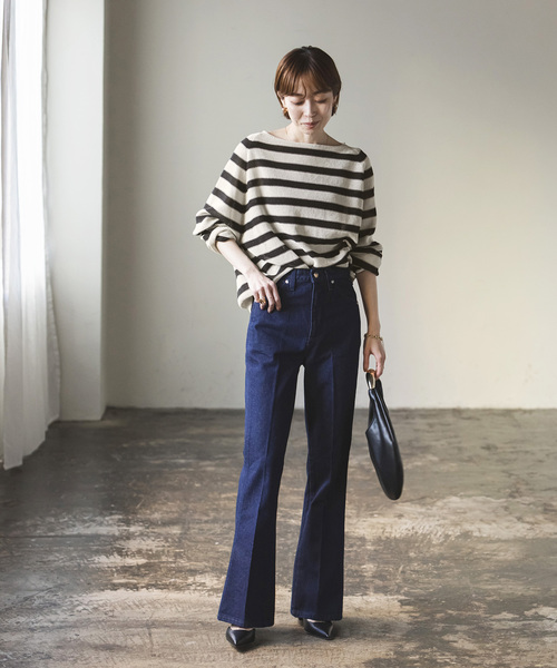 Noble（ノーブル）の「《WEB限定追加》ペーパーヤーン裏天竺プルオーバー（ニット/セーター・レディース・ベージュ/アイボリー/スカイブルー・FREE）」の6枚目の写真