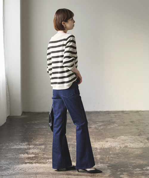 Noble（ノーブル）の「《WEB限定追加》ペーパーヤーン裏天竺プルオーバー（ニット/セーター・レディース・ベージュ/アイボリー/スカイブルー・FREE）」の7枚目の写真