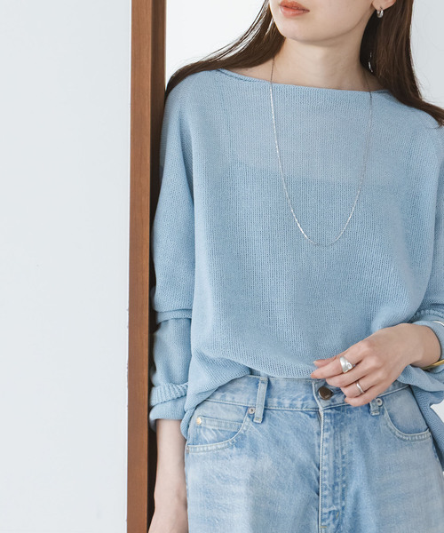 Noble（ノーブル）の「《WEB限定追加》ペーパーヤーン裏天竺プルオーバー（ニット/セーター・レディース・ベージュ/アイボリー/スカイブルー・FREE）」の10枚目の写真