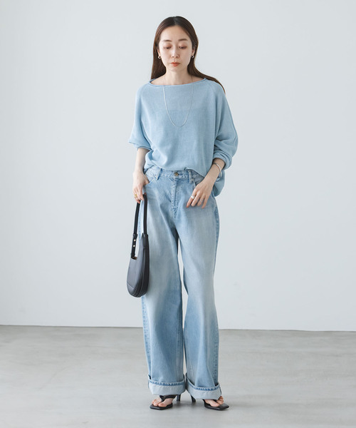 Noble（ノーブル）の「《WEB限定追加》ペーパーヤーン裏天竺プルオーバー（ニット/セーター・レディース・ベージュ/アイボリー/スカイブルー・FREE）」の11枚目の写真