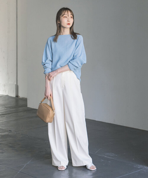 Noble（ノーブル）の「《WEB限定追加》ペーパーヤーン裏天竺プルオーバー（ニット/セーター・レディース・ベージュ/アイボリー/スカイブルー・FREE）」の15枚目の写真