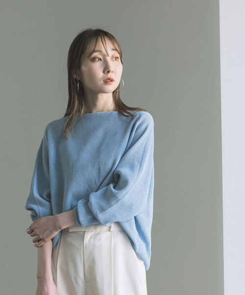 Noble（ノーブル）の「《WEB限定追加》ペーパーヤーン裏天竺プルオーバー（ニット/セーター・レディース・ベージュ/アイボリー/スカイブルー・FREE）」の17枚目の写真