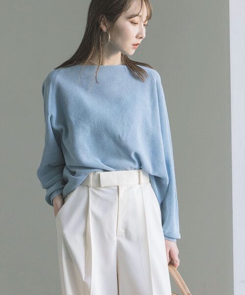 Noble（ノーブル）の「《WEB限定追加》ペーパーヤーン裏天竺プルオーバー（ニット/セーター・レディース・ベージュ/アイボリー/スカイブルー・FREE）」の19枚目の写真