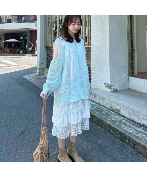 Flugge(フラッジー)の「ホールシースルーニット(ニット/セーター・レディース・ブルー・FREE)」の1枚目の写真