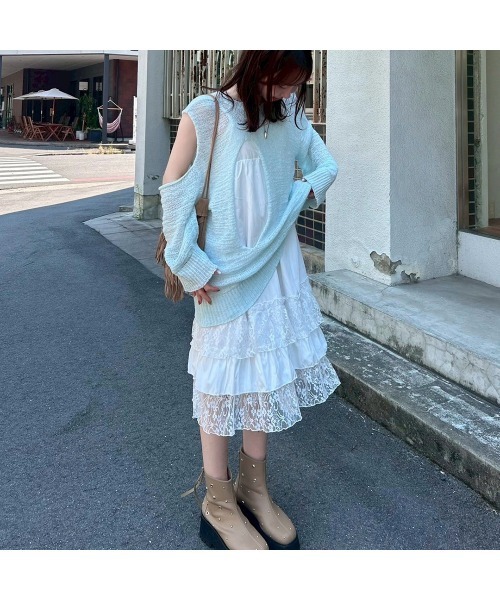 Flugge(フラッジー)の「ホールシースルーニット(ニット/セーター・レディース・ブルー・FREE)」の7枚目の写真