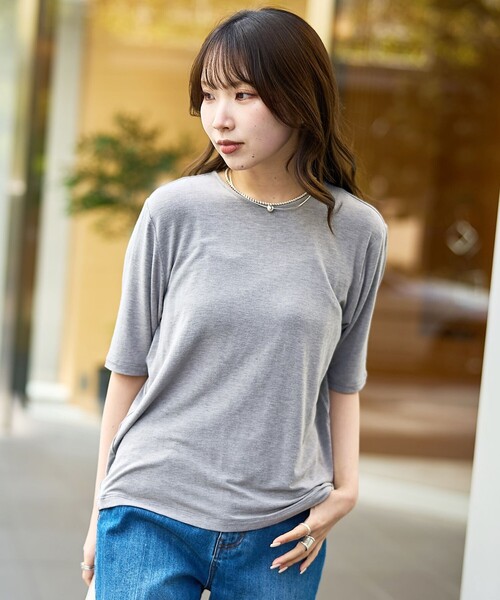 RONEL】ベア天竺バックノットハーフスリーブ（Tシャツ
