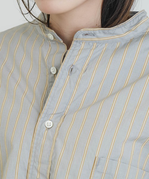 quadro（クオドロ）の「スーピマスタンドカラービッグシャツ（シャツ/ブラウス・レディース・グリーン/グレイッシュベージュ・FREE）」の19枚目の写真