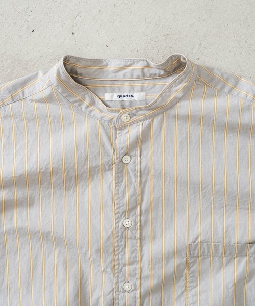 quadro（クオドロ）の「スーピマスタンドカラービッグシャツ（シャツ/ブラウス・レディース・グリーン/グレイッシュベージュ・FREE）」の4枚目の写真