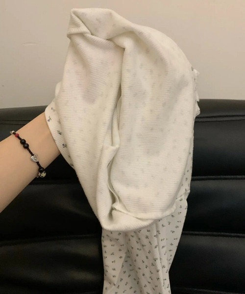 shyam inspiration(シャムインスピレーション)の「人気につき再登場!/パット付き小花柄ヘンリーネックリブロンT/レース(Tシャツ/カットソー・レディース・ブラック/アイボリー/ホワイト・FREE)」の17枚目の写真