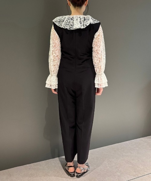 ANDRESD(アンドレスド)の「レースラッフルオールインワンドレス / lace ruffle all-in-one dress(パンツドレス・レディース・ブラック/ベージュ/グレー・L/M/S)」の13枚目の写真