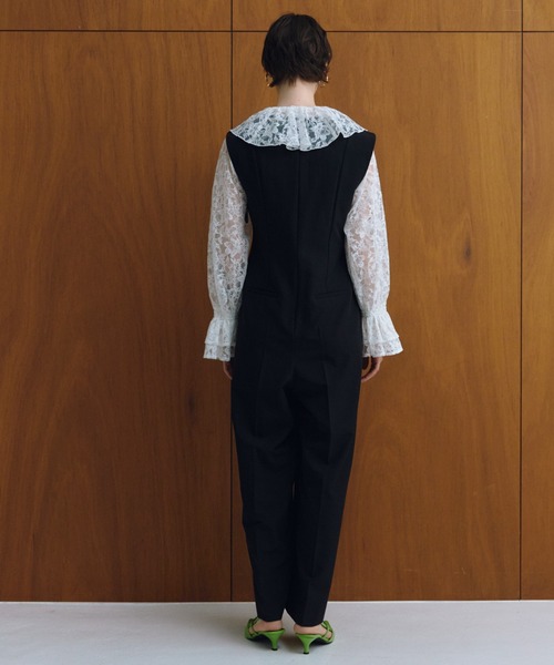 ANDRESD(アンドレスド)の「レースラッフルオールインワンドレス / lace ruffle all-in-one dress(パンツドレス・レディース・ブラック/ベージュ/グレー・L/M/S)」の17枚目の写真