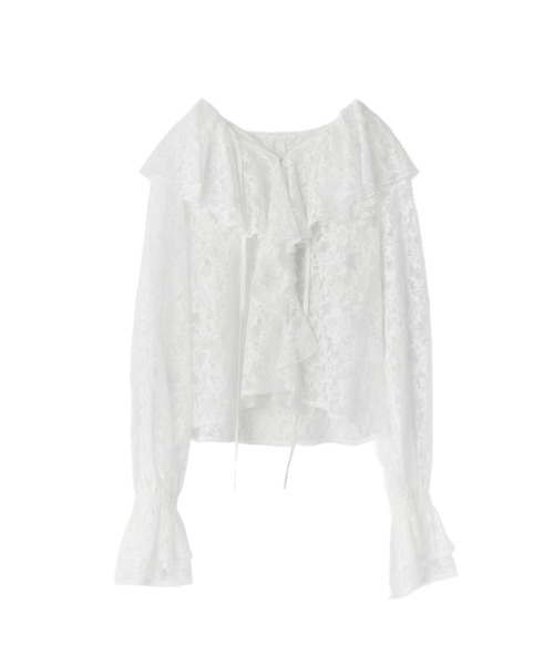 ANDRESD(アンドレスド)の「レースラッフルオールインワンドレス / lace ruffle all-in-one dress(パンツドレス・レディース・ブラック/ベージュ/グレー・L/M/S)」の8枚目の写真