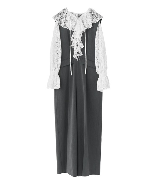 ANDRESD(アンドレスド)の「レースラッフルオールインワンドレス / lace ruffle all-in-one dress(パンツドレス・レディース・ブラック/ベージュ/グレー・L/M/S)」の16枚目の写真