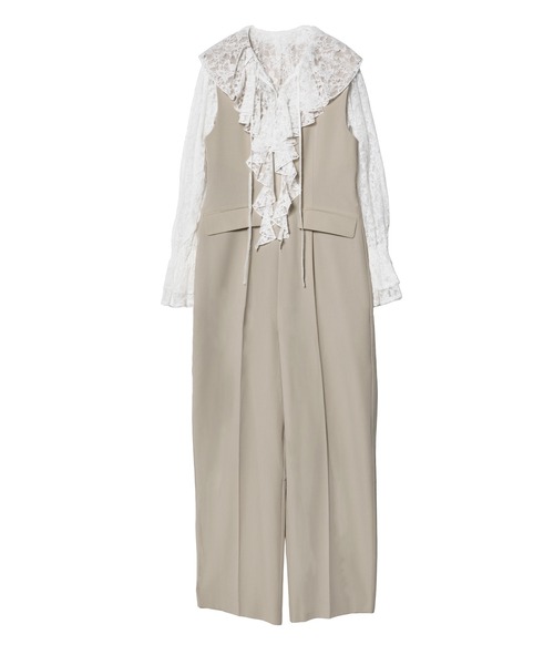 ANDRESD(アンドレスド)の「レースラッフルオールインワンドレス / lace ruffle all-in-one dress(パンツドレス・レディース・ブラック/ベージュ/グレー・L/M/S)」の14枚目の写真