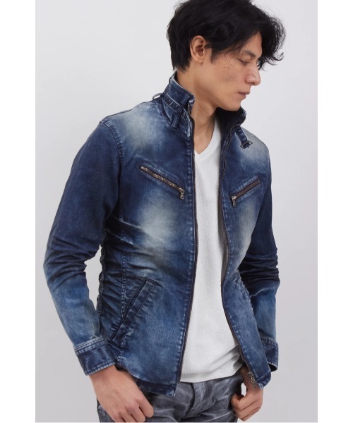 TORNADO MART(トルネードマート)の「TORNADO MART∴ミストバーンケミカルスタンドデニムブルゾン(ブルゾン・メンズ・ネイビー・M/L/LL/XXL)」の1枚目の写真