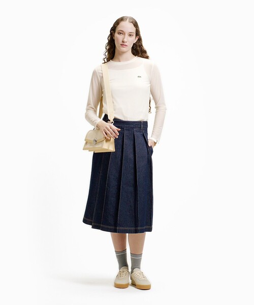 LACOSTE（ラコステ）の「アシンメトリーデニムプリーツラップスカート（スカート・レディース・ネイビー/ブルー・40/38/36/34）」の10枚目の写真