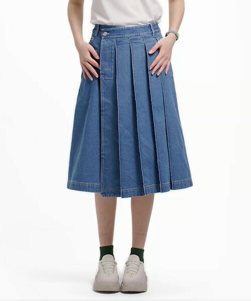 LACOSTE（ラコステ）の「アシンメトリーデニムプリーツラップスカート（スカート・レディース・ネイビー/ブルー・40/38/36/34）」の18枚目の写真