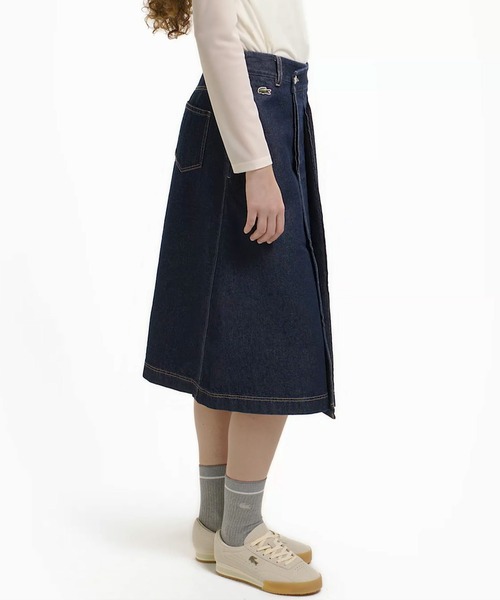 アシンメトリーデニムプリーツラップスカート（スカート）｜LACOSTE