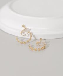 メタルフラワーラインフープイヤリング
