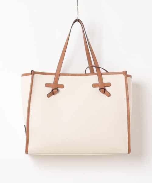 GIANNI CHIARINI（ジャンニ キアリーニ）の「【GIANNI CHIARINI/ジャンニキアリーニ】トートバッグ　MARCELLA　Mサイズ　コットン×本革（トートバッグ・レディース・ブラック/ライトブラウン/アイボリー・FREE）」の4枚目の写真