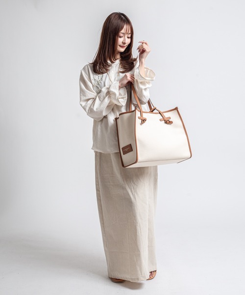 GIANNI CHIARINI（ジャンニ キアリーニ）の「【GIANNI CHIARINI/ジャンニキアリーニ】トートバッグ　MARCELLA　Mサイズ　コットン×本革（トートバッグ・レディース・ブラック/ライトブラウン/アイボリー・FREE）」の15枚目の写真