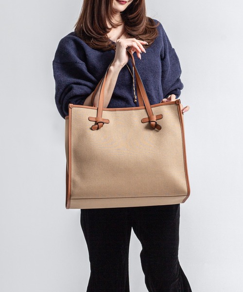 GIANNI CHIARINI（ジャンニ キアリーニ）の「【GIANNI CHIARINI/ジャンニキアリーニ】トートバッグ　MARCELLA　Mサイズ　コットン×本革（トートバッグ・レディース・ブラック/ライトブラウン/アイボリー・FREE）」の21枚目の写真