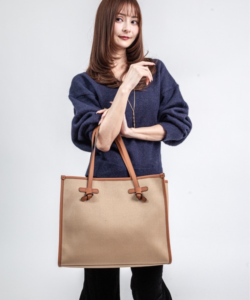 GIANNI CHIARINI（ジャンニ キアリーニ）の「【GIANNI CHIARINI/ジャンニキアリーニ】トートバッグ　MARCELLA　Mサイズ　コットン×本革（トートバッグ・レディース・ブラック/ライトブラウン/アイボリー・FREE）」の20枚目の写真