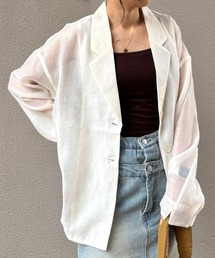 ISOOK | 【ISOOK / アイスー】シアーテーラードジャケット / 長袖 春アウター オーバーサイズ ビッグシルエット ルーズ丈 シアートップス シースルー 羽織り ZOZOTOWN限定(テーラードジャケット)